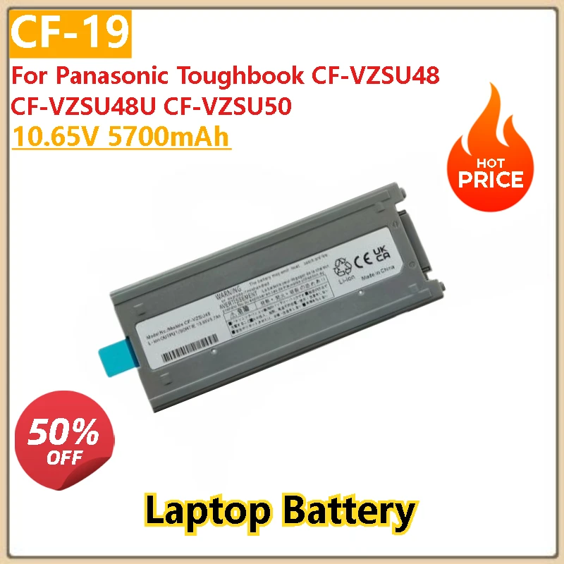 

100% New High Quality 10.65V 5700mAh CF-19 Laptop Battery For Panasonic Toughbook CF-VZSU48 CF-VZSU48U CF-VZSU50