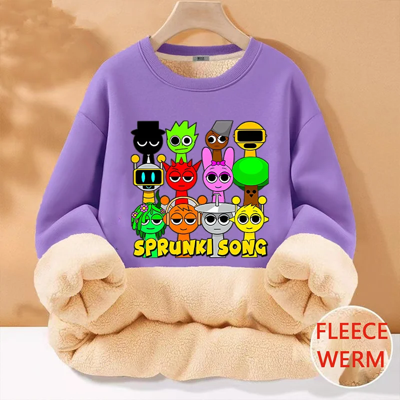 Sprunki スウェットシャツ子供厚いフリーストップスゲーム漫画冬服プルオーバー長袖子供服アニメパーカーギフト