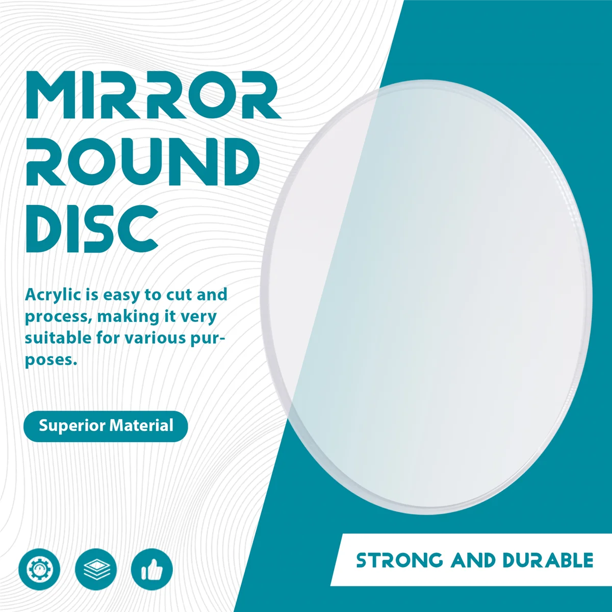 NUOVO Disco rotondo acrilico trasparente con specchio spesso 3 mm Diametro: 85 mm