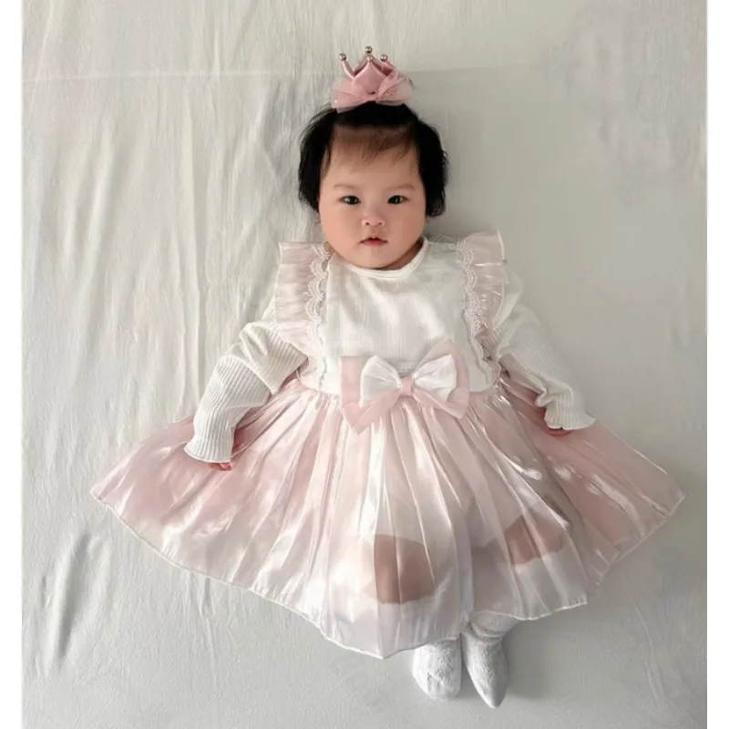 

1pc Korean Style New Kids Birthday Party Hair Accessories Princess Crown Headband with Mesh Bow Glitter Star Decoration