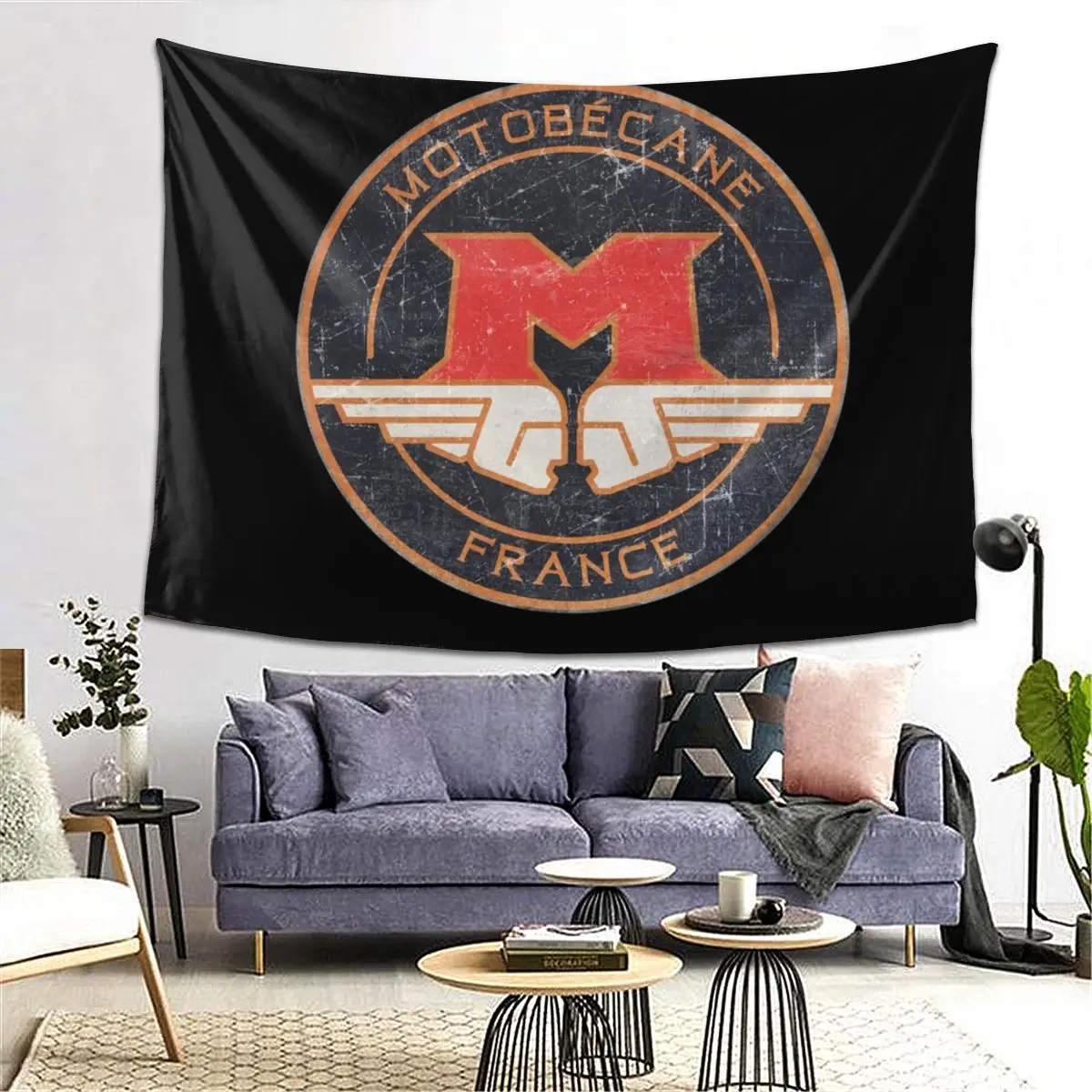 MOTOBECANE . Retro Badge Tapestry Decor Art Aesthetic Tapestries for Living Room Bedroom Home Wall Cloth Wall Hanging