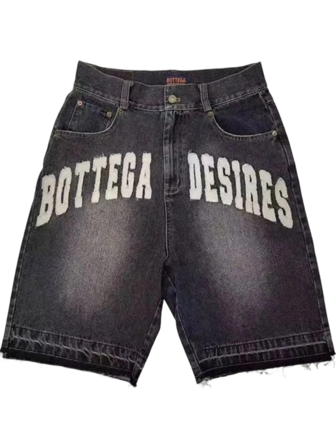 Celana Pendek Denim Retro untuk Wanita Celana Pendek Distressed Bermotif Huruf Bottega Celana Tipis Nyaman Musim Panas
