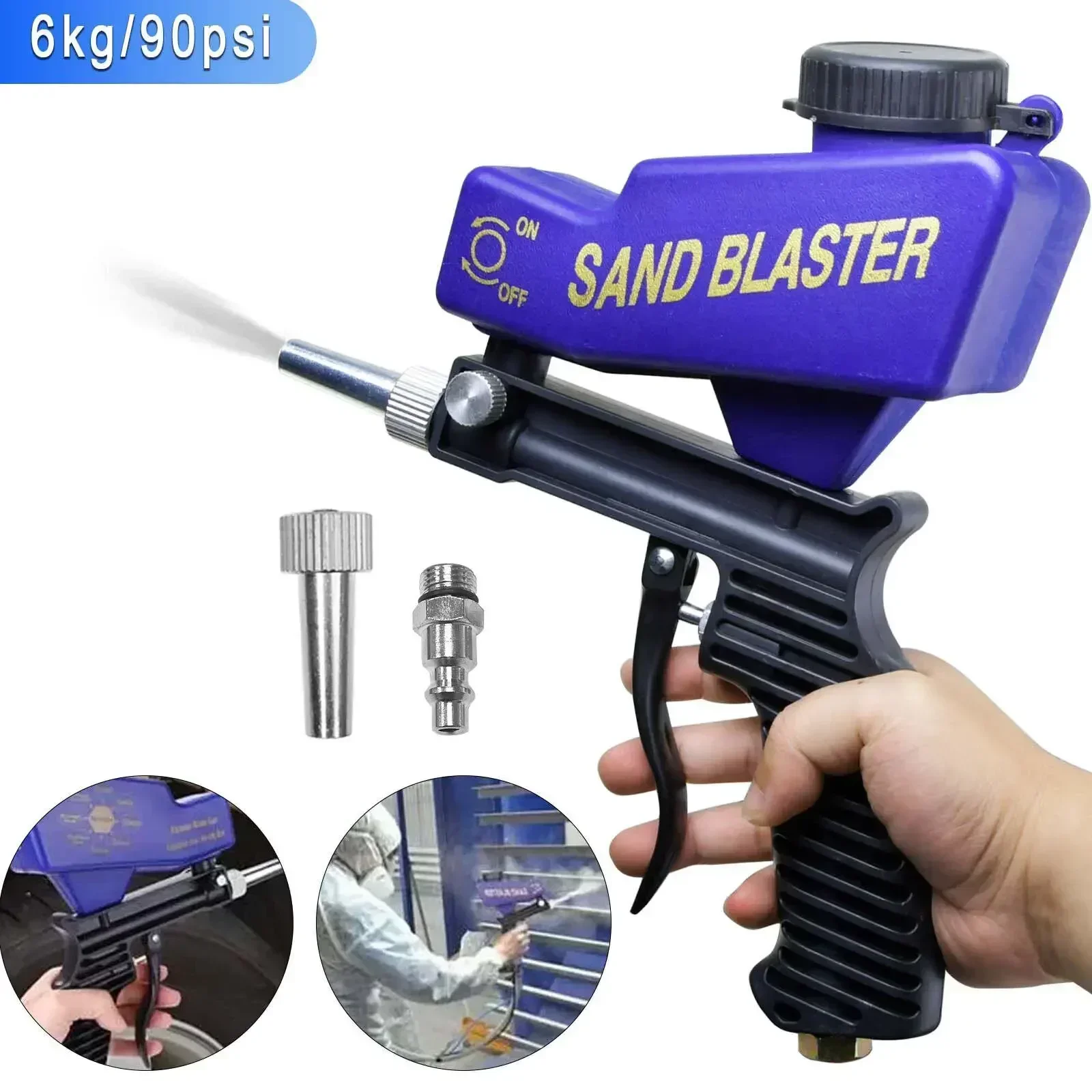 Portable Sand Blaster Gun Spray Tool Air Compressor Pneumatic Blasting 90psi 6kg airbrush compressor