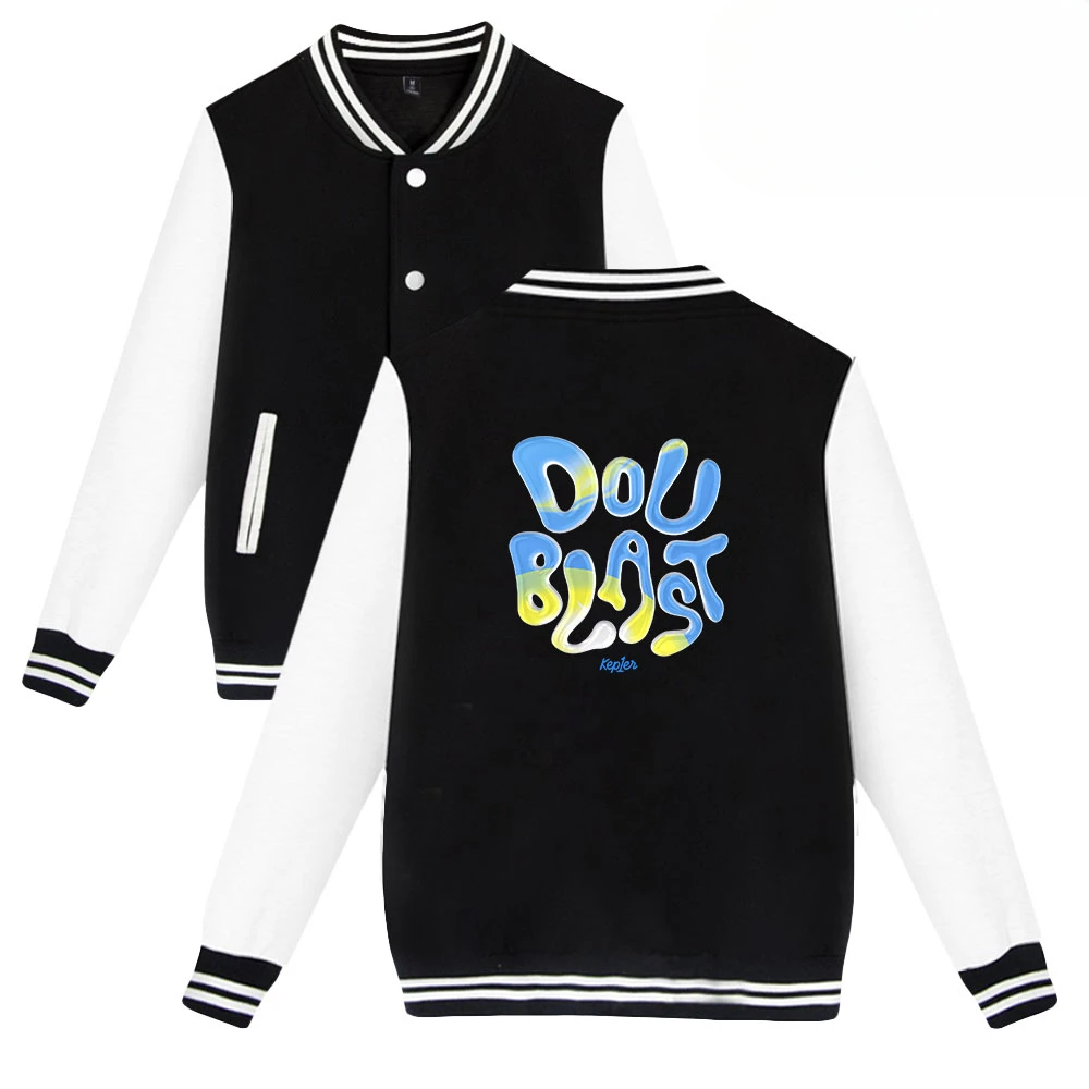 KPOP Kep1er Lovestruck Album Baseball Uniform Fleece Jacket Women Men Streetwear Hip Hop Long Sleeve Pink Hoodie Sweatshirts