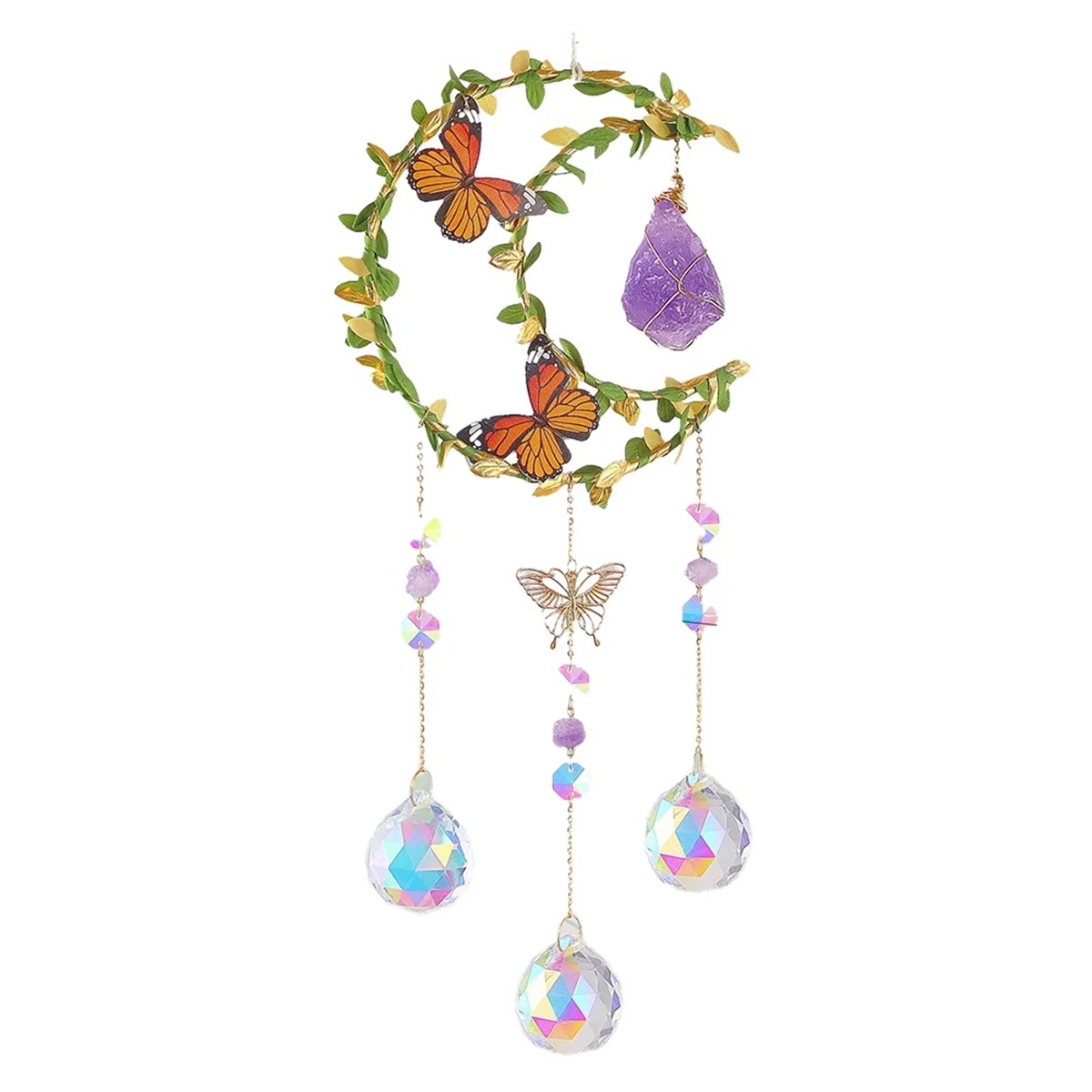 Amethyst Moon Crystal Suncatcher Window Hanging,Good Luck Charms Gifts for Women Christmas Thanksgiving Birthday Crystal