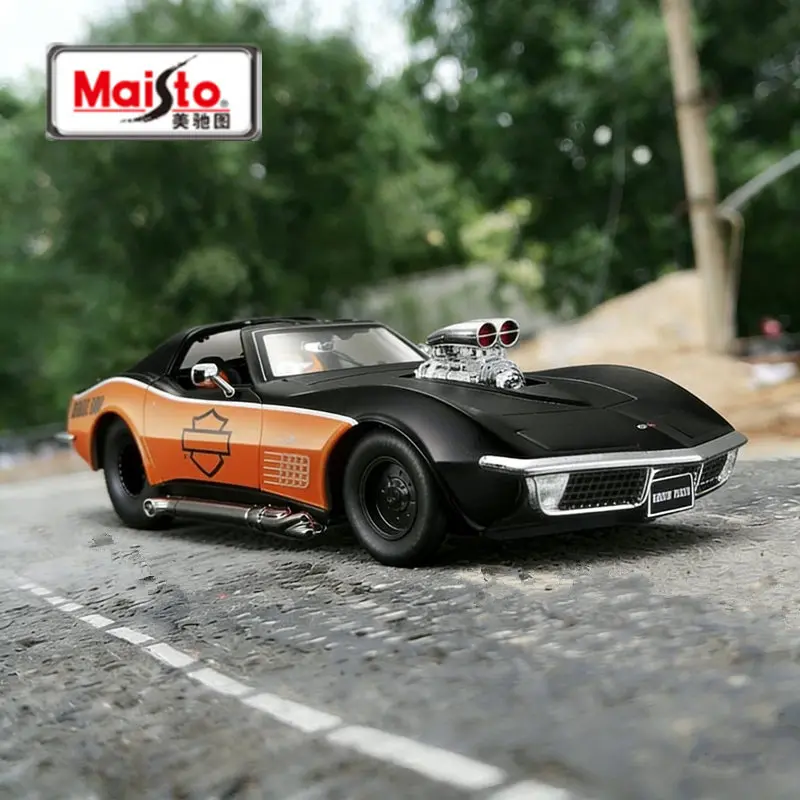 

Maisto 1:24 Chevrolet Harley версия Corvette 1970, модель спортивного автомобиля из сплава, литая под давлением металлическая игрушка, модель гоночного автомобиля, имитация подарка ребенку