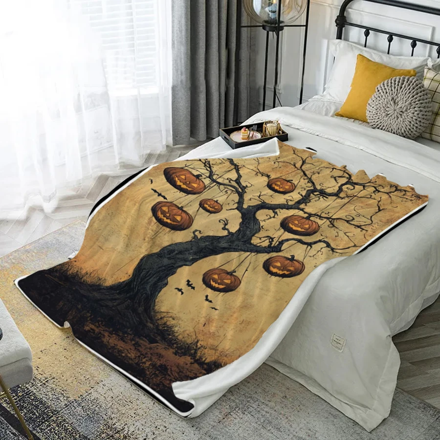 

Halloween Tree Blanket Microfiber Flannel Cover Blanket Bedroom Living Room Sofa Soft And Comfortable Home Decoration