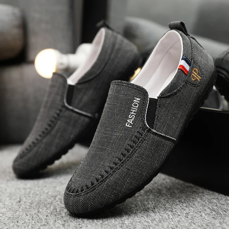 Shoes for Men Casual Slip on Loafers Plus Size Breathable Canvas Driving Shoes Office Walking Flats Non Slip Moccasins