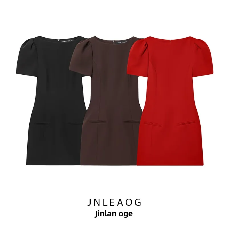 กระโปรงทรงตรงเอวสูง ดีไซน์แฟชั่นสำหรับผู้หญิง คอลเลคชั่นใหม่ฤดูใบไม้ร่วง รุ่น Ele ort Pleated Dr  ใส่สบายๆ