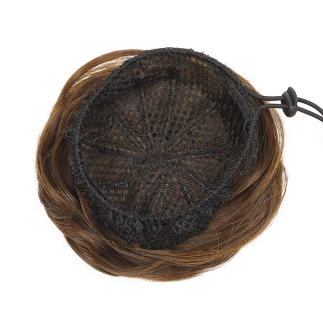 Synthetic Hair Bun Hair Drawstring Hair Bun Wig Flexible Brown Chignon Bun For Women Daily Use 6