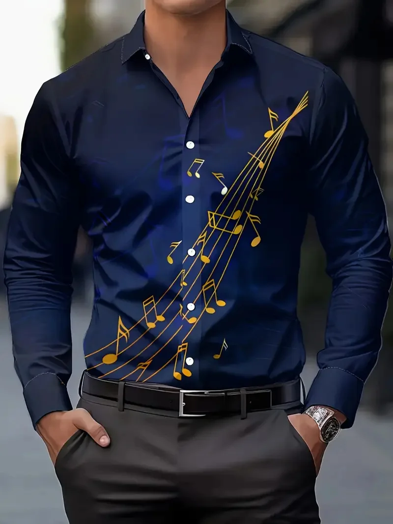 3D Printed Men's Long Sleeve Shirt Breathable Casual Suit Summer Lines Folding Suit Outdoor Holiday Casual Hawaii