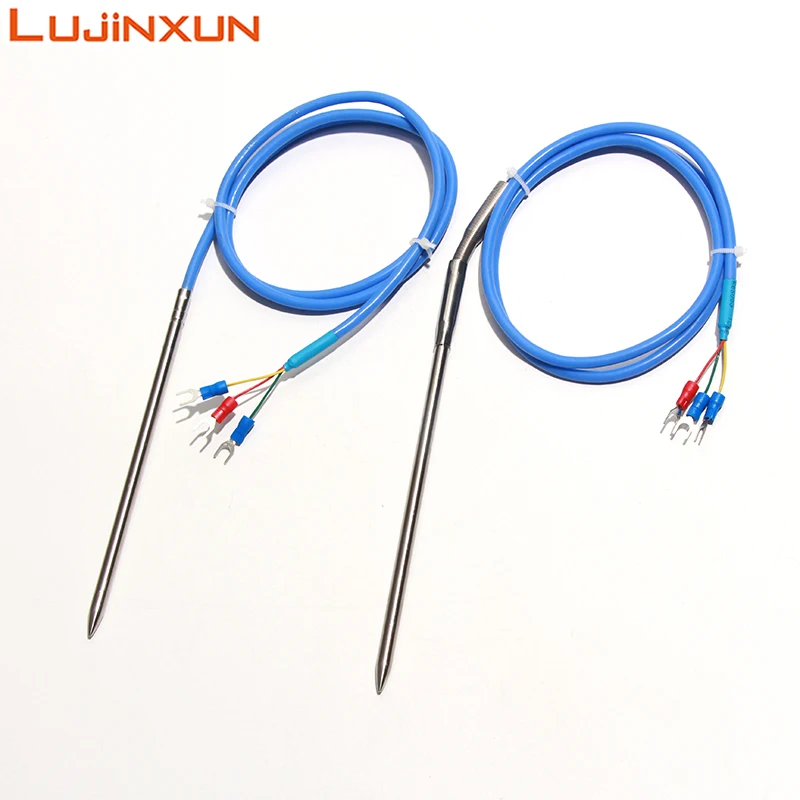 LUJINXUN PT100 PT1000 Pointed Stainless Steel Platinum Thermistor Puncture Needle Probe Temperature Sensor 6x150mm 6x50mm 1PC