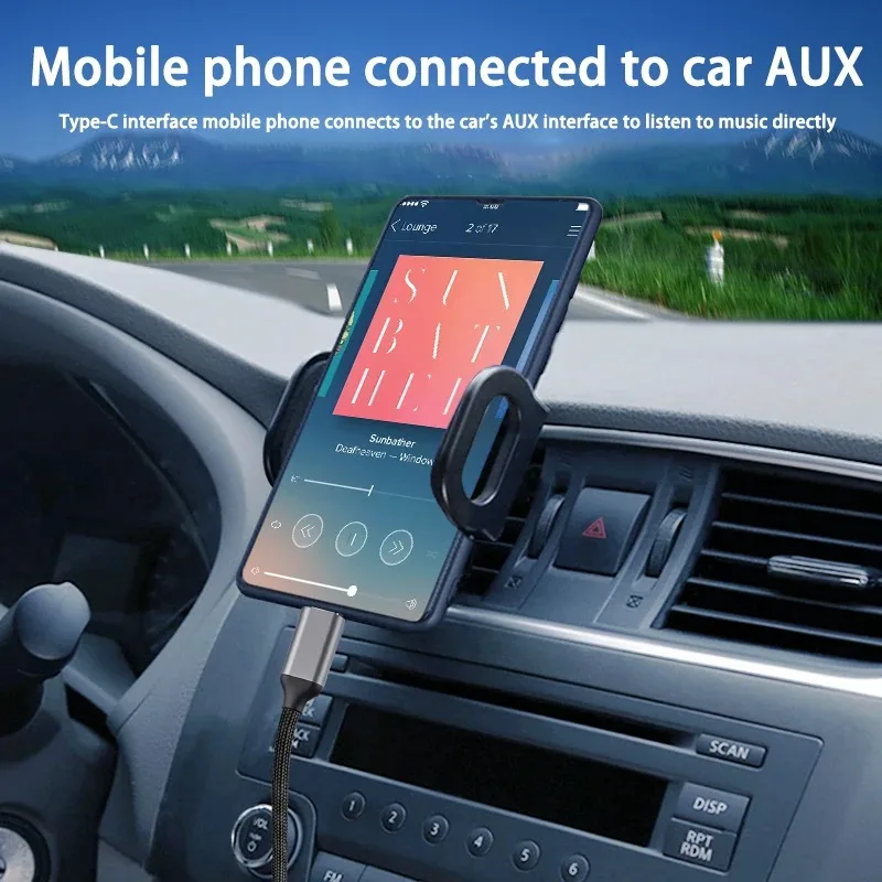 2m高品質USB Type-C - 3.5mmオーディオケーブル iPhone 16/15 Pro Max、Samsung S24、車載ヘッドホン/スピーカー用 3.5mmジャック Auxコード