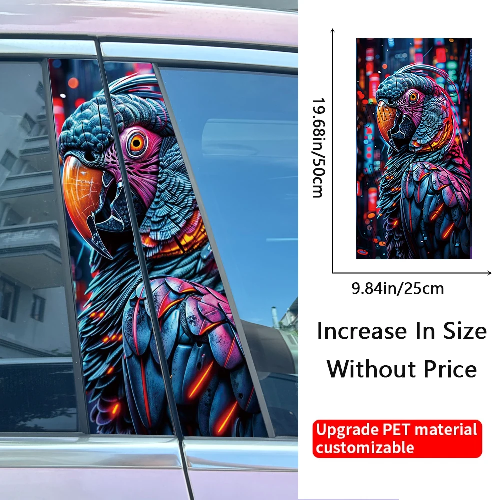 2Pcs/set Animal Camel Parrot Gecko Car Center Pillar Sticker Animal AUTO B-Pillar Protective Film Decoration Decals