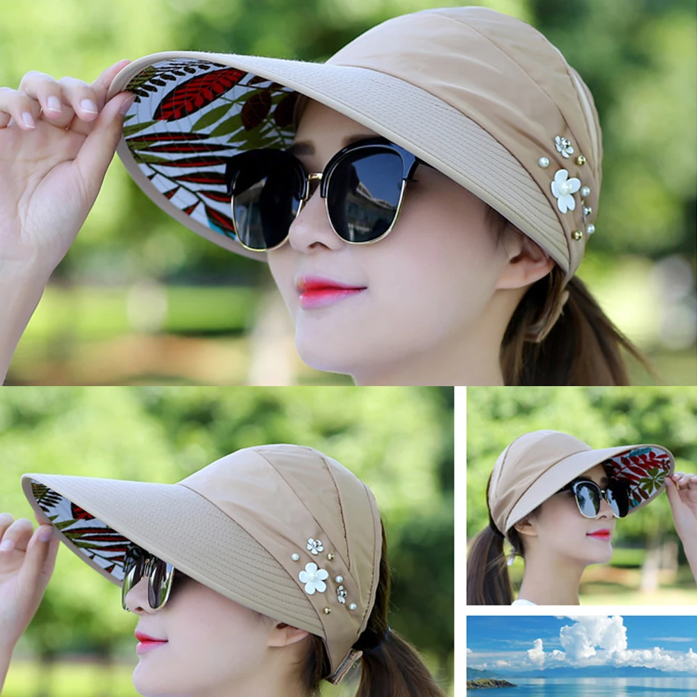 Vacation Anti-UV Summer Foldable Beach Cap Casual Hats Sun Hat Visor Caps