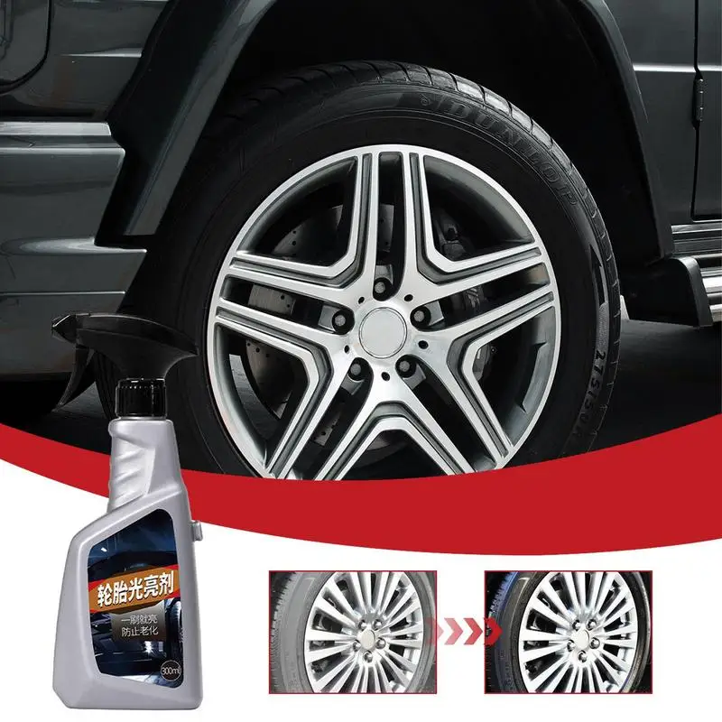 Tire Shine Spray Long Lasting Tire Dressing 300ml Car Tire Coating Shine For High Gloss Shine Waterproof Sun Resistant Black