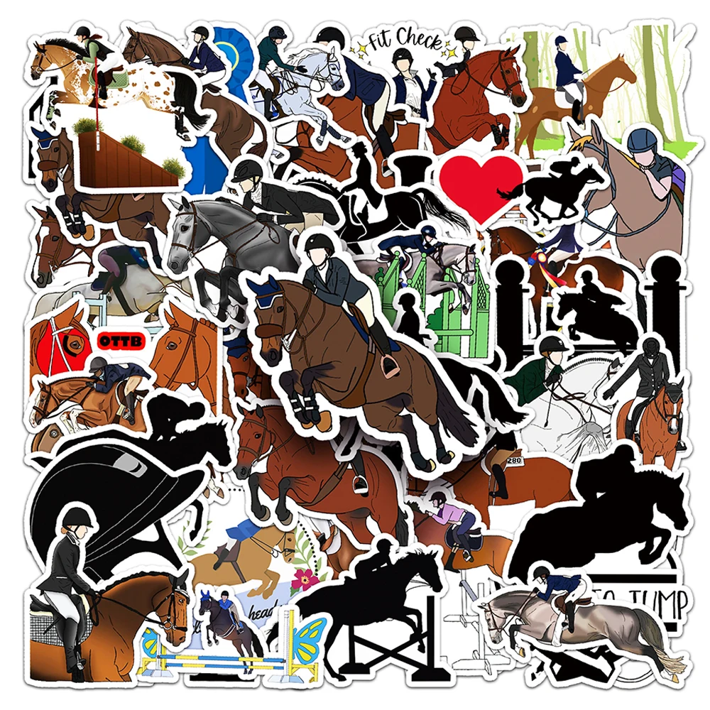 10/30/50pcs Horse Equestrian Sport Cartoon Stickers Decals Waterproof DIY Motorcycle Helmet Phone Suitcase Cool Graffiti Sticker