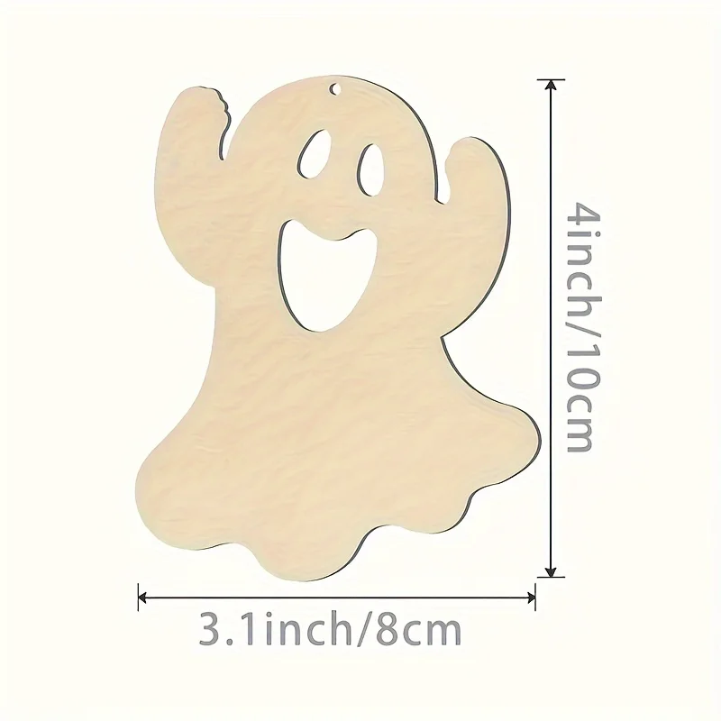 أشكال شبح خشبية للحرف اليدوية - قطع خشبية غير مكتملة للرسم، فن الكتابة على الجدران، زينة معلقة لعيد الميلاد والهالوين