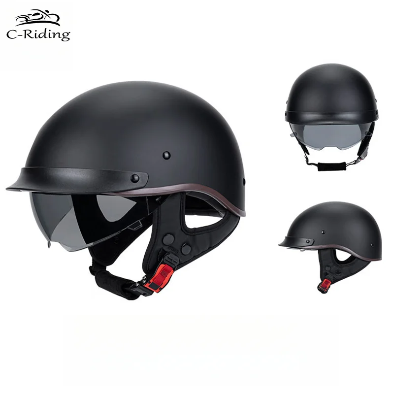 

Retro Motorcycle Helmet Motorbike Helmets for Halley Personality Scoop Helmet Electric Car Half Helmet Four Seasons