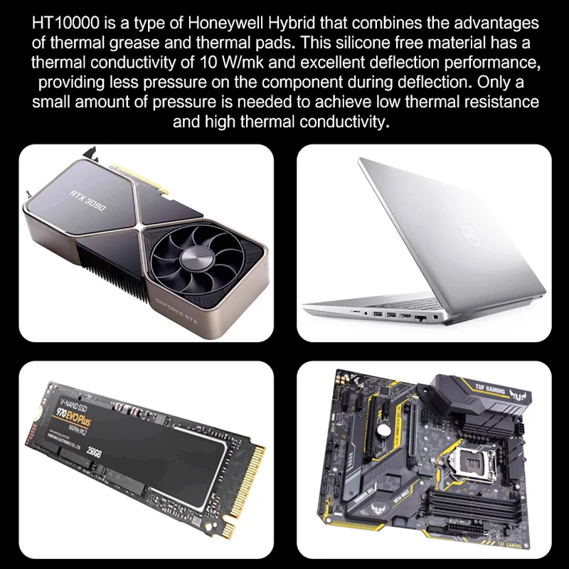 Honeywell HT10000, Wärmeleitpaste, 10 W/m. K Kitt, leitfähiges Silikon-Phasenwechsel-Wärmeleitpaste-Material für CPU-GPU-Laptops