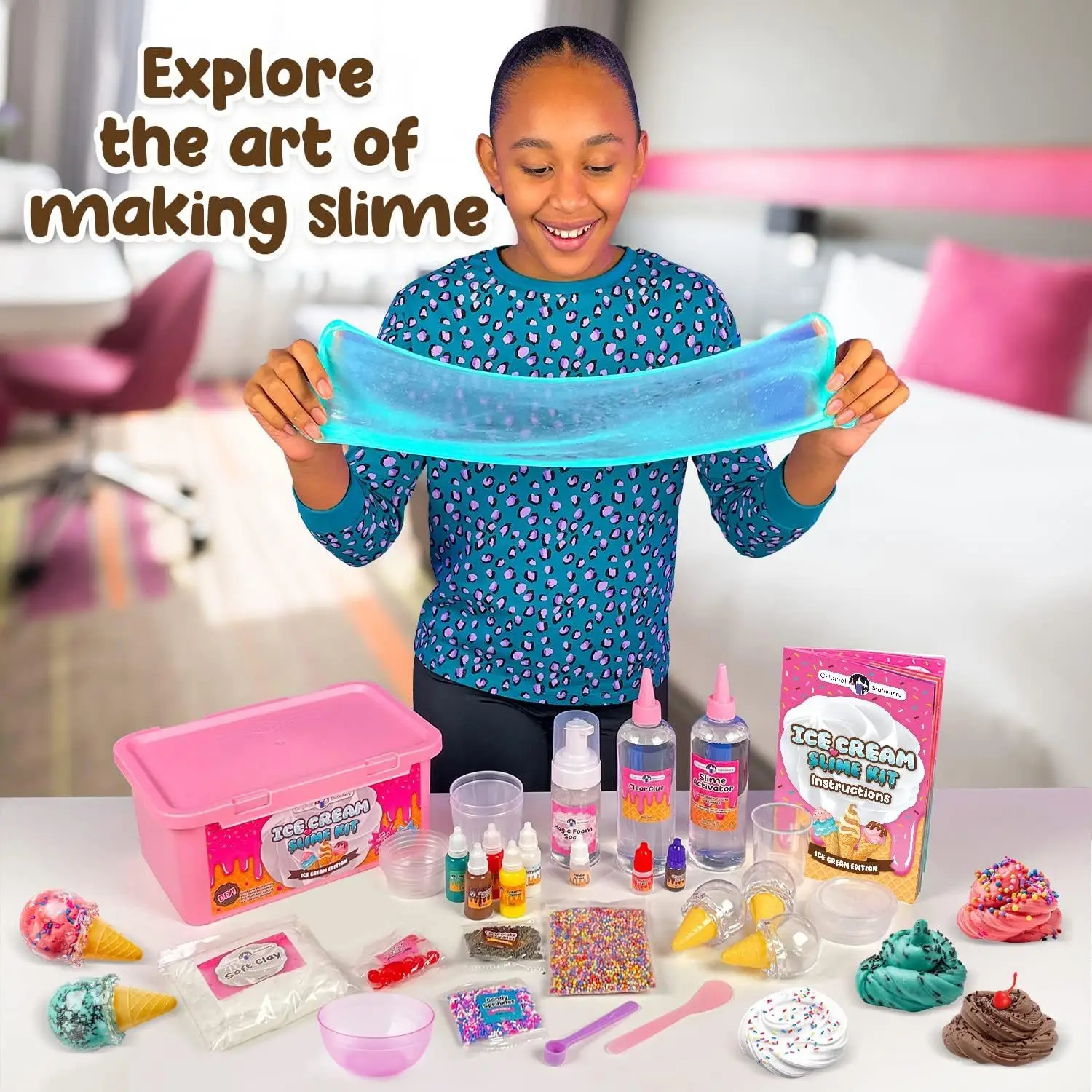 Kit per Creare Slime, Argilla Cristallina Effetto Gelato, Set Fai-da-Te per Bambini, Argilla Modellabile Non Tossica