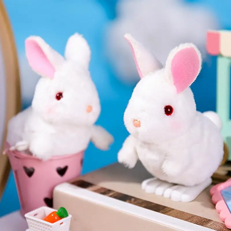 Lapin Sauteur en Peluche pour Enfants, Jouet à Remonter, Mignon, Mécanisme Mécanique, Pâques