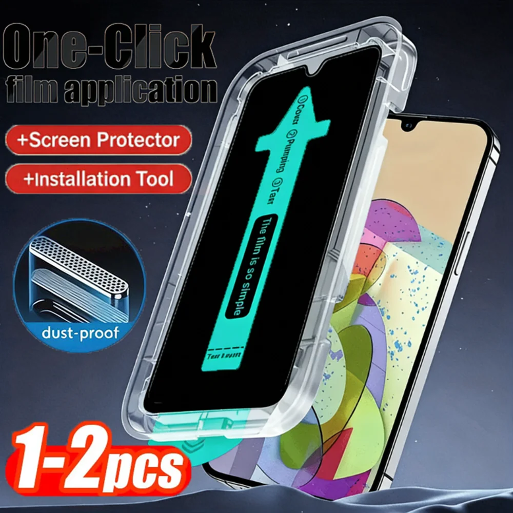 

1-2PCS One click lnstallation For iPhone 17 16 15 14 13 12 11 Air XR XS Pro Max Anti Spy Matte Tempered Glass Screen Protector