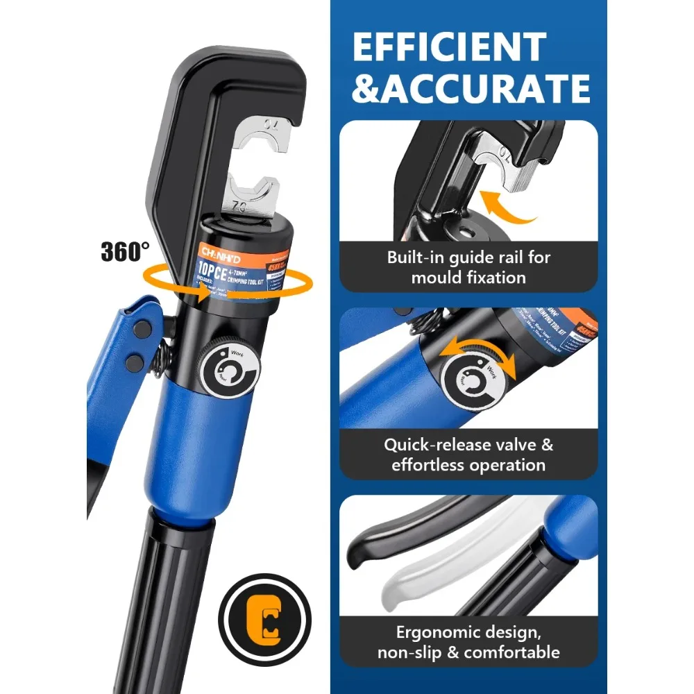 Integral Manual Hydraulic Crimping Tool YQK 70 Cable Crimper For Copper Aluminum Lug Terminal Electrical Work