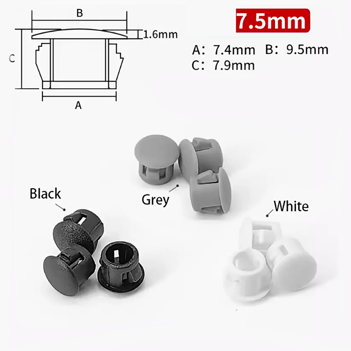 Black White Grey Yellow Brown Nylon Plastic End Cap Grommet Push Locking Button Cover Panel Drill Nylon Hole Plug 5 6 7 7.5mm