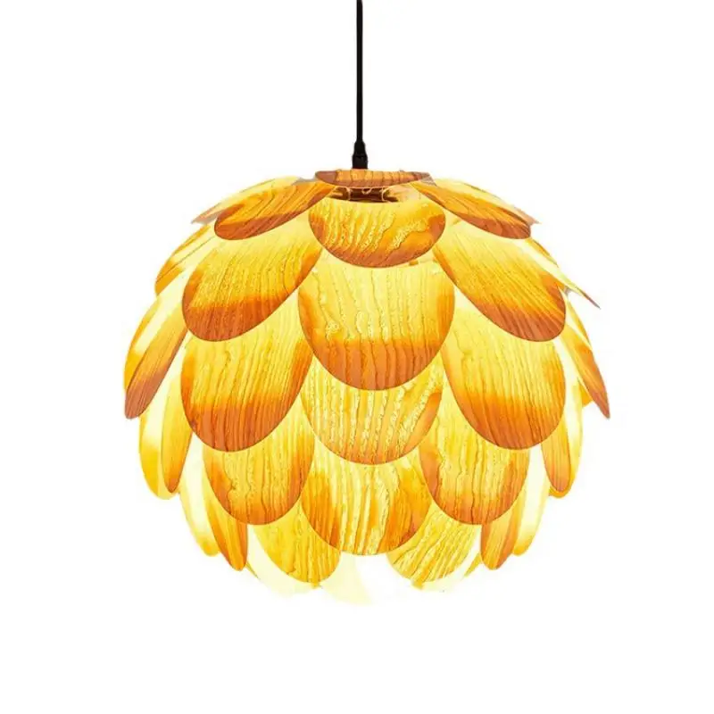 

Современные ретро-светильники для столовой и ресторана: скандинавские деревянные подвесные LED-лампы в форме шишки