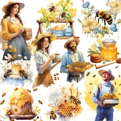 20Pcs/Pack Vintage Bee Sticker DIY Craft Scrapbooking Album Junk Journal Decorative Stickers