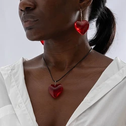 Docona Bohemian Big White Bead Pendant Necklace for Women Simplicity Lovely Heart Geometric Holiday Jewelry Party Gifts