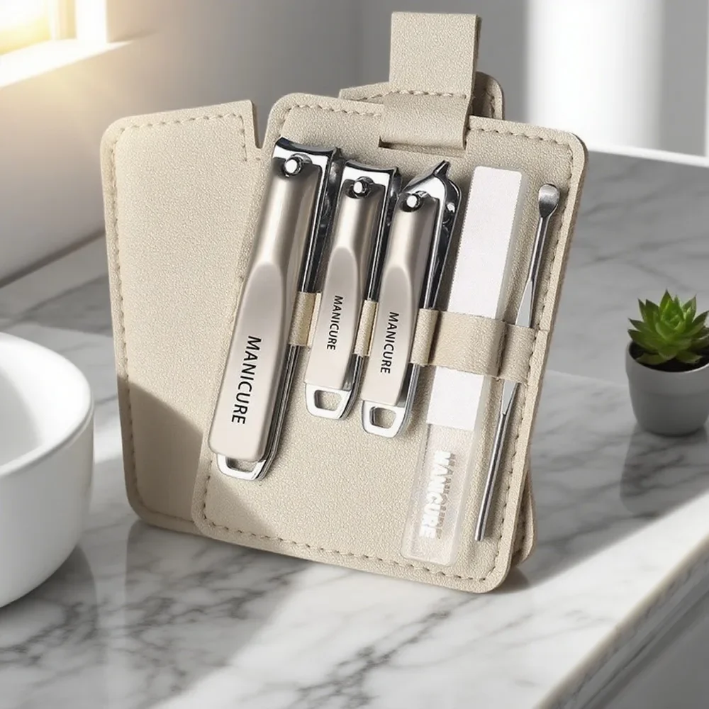 

5 шт., набор кусачек для ногтей из углеродистой стали, сверхмощные острые инструменты для толстых ногтей, набор для маникюра и педикюра с дорожным футляром