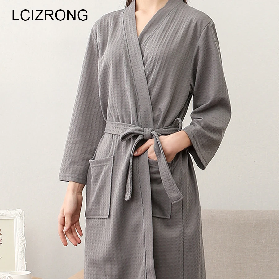 

Summer Couple Waffle Bathrobe Women Unisex Dressing Gown Autumn Robe Femme Sexy Plus Size Suck Water Bridesmaid Robes