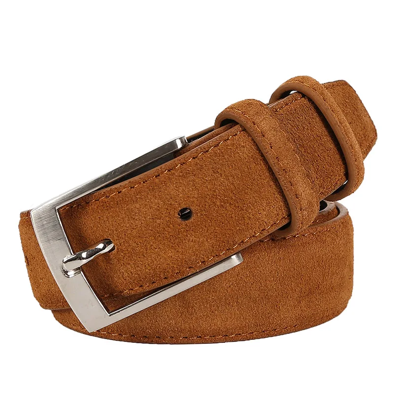 Sude-Ceinture en cuir de vachette véritable pour homme et femme, sangle en tissu Oxford, cuir véritable, broche de luxe, structure bleue, environnement gris