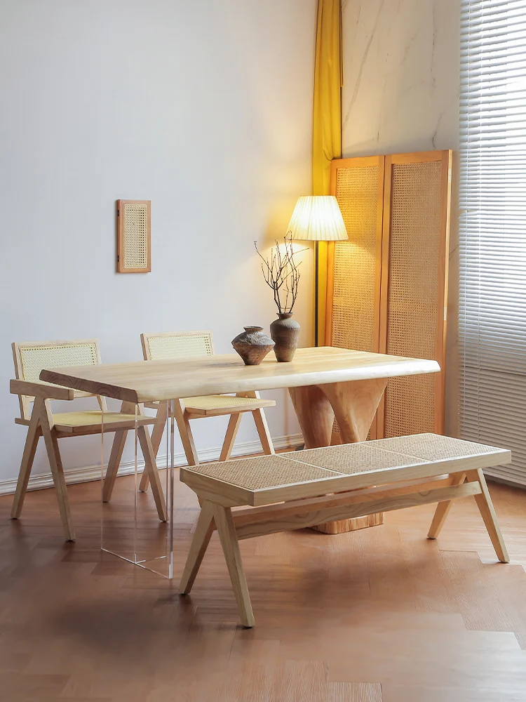 Acrylic solid wood floating dining table, modern simple rectangular office desk