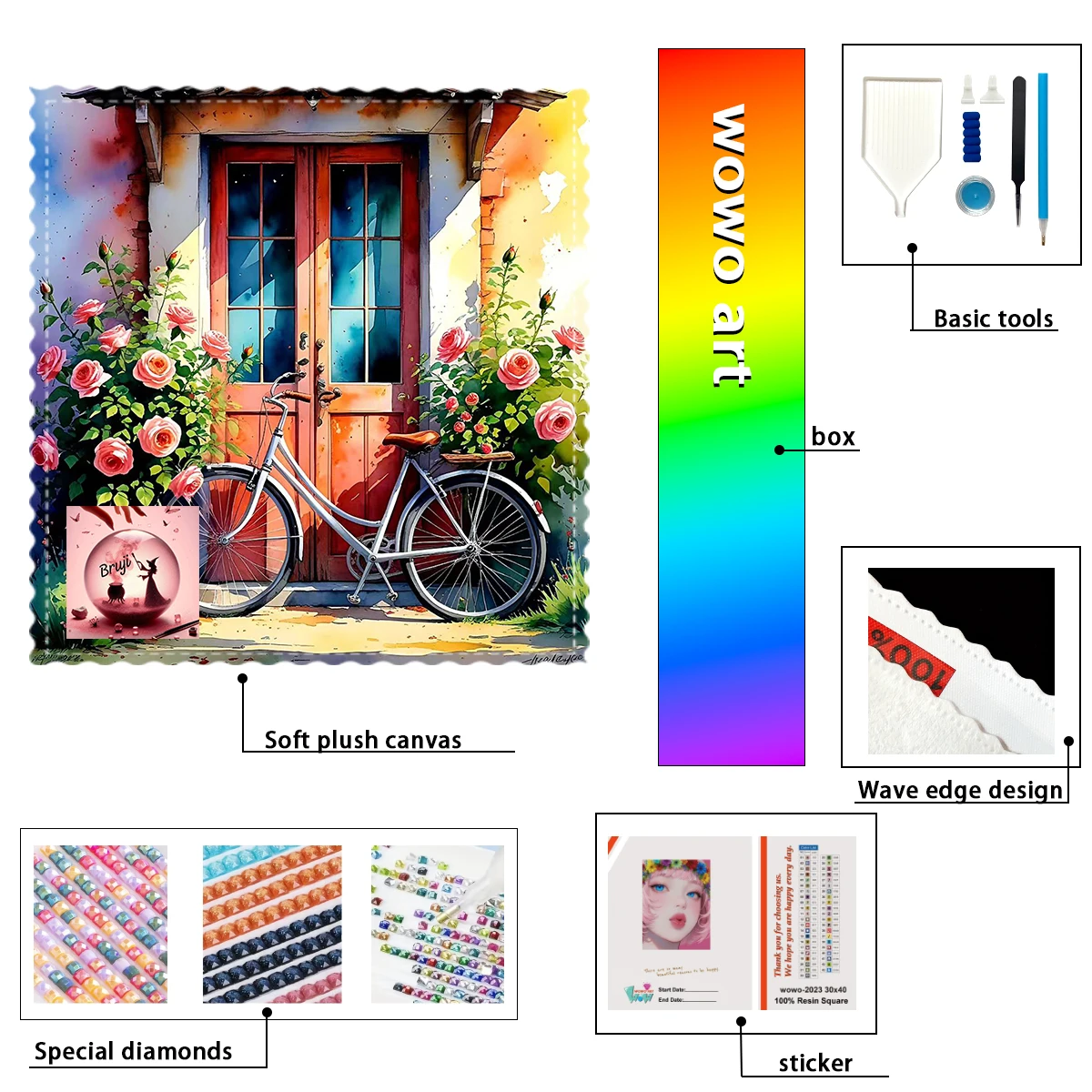 

【Bruji_ Diamond Art】The bicycle at the doore Crystal AB Rhinestone FD Rhinestone Perfect Resin Diamond