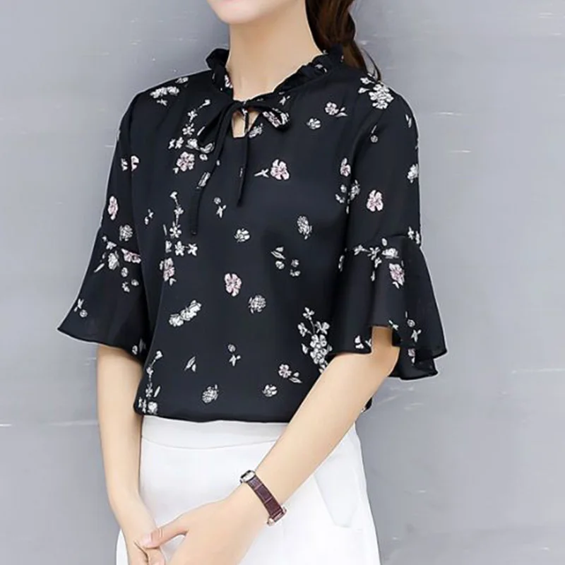 Prairie Chic Lacing Floral Printing Chiffon Blouses 2023 Women\'s Spring Summer Sweet Round Neck Long Sleeve Pullover Slim Shirt