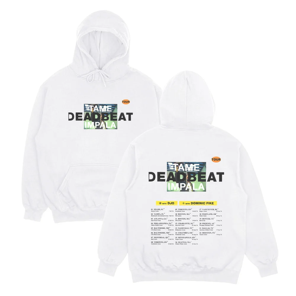 

Худи Tame Impala DEADBEAT Tour 2026: толстовки с принтом альбомов рок-групп, мужские и женские, в стиле хип-хоп, винтажные пуловеры, повседневная одежда оверсайз