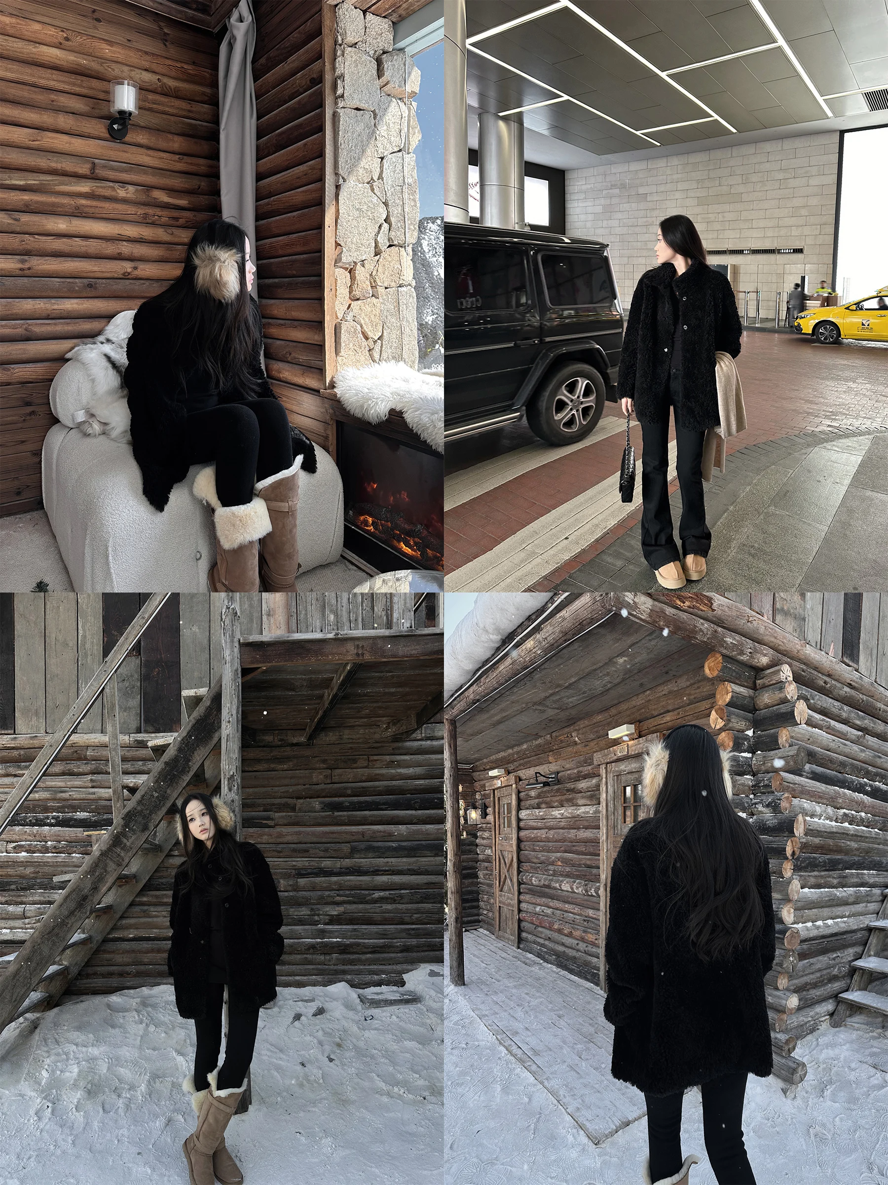 Casaco Feminino de Pele de Cordeiro 5werkwen com Gola Alta, Manga Longa, Caimento Solto, Outono/Inverno