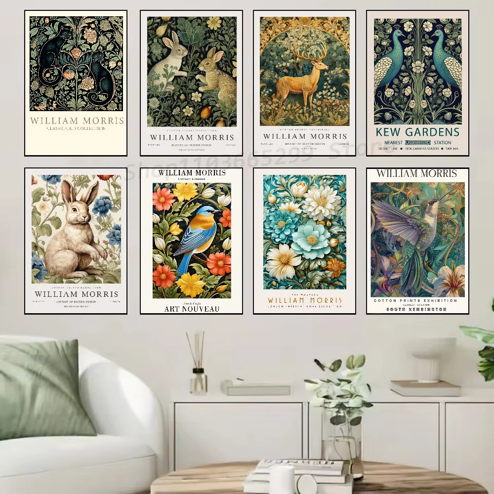 1 قطعة ويليام موريس الأعمال الفنية شجرة الحياة القطط المشارك ذاتية اللصق الفن ورق مقاوم للماء ملصق مقهى بار غرفة جدار ديكور #1