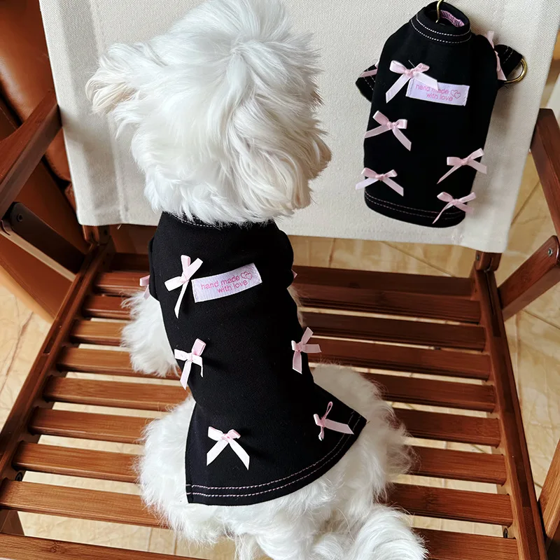 

Autumn Winter Sweet Pet Dog Clothes T-shirt Bow Lace Skirt Pet Dog Cat Cotton Home Base Coat Puppy Shirt Dog Costume Jackets