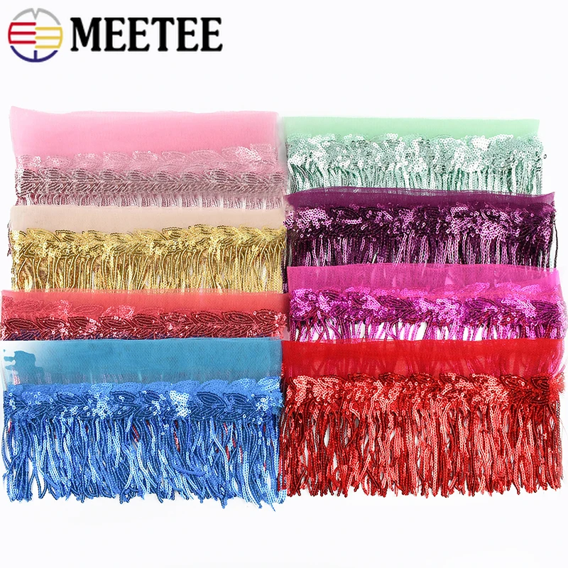

1-5Yards 10cm Colorful Sequins Fringe Tassels Wedding Dress Decor Glitter Tassel Lace Trim Garment Trimmings Sewing Accessories