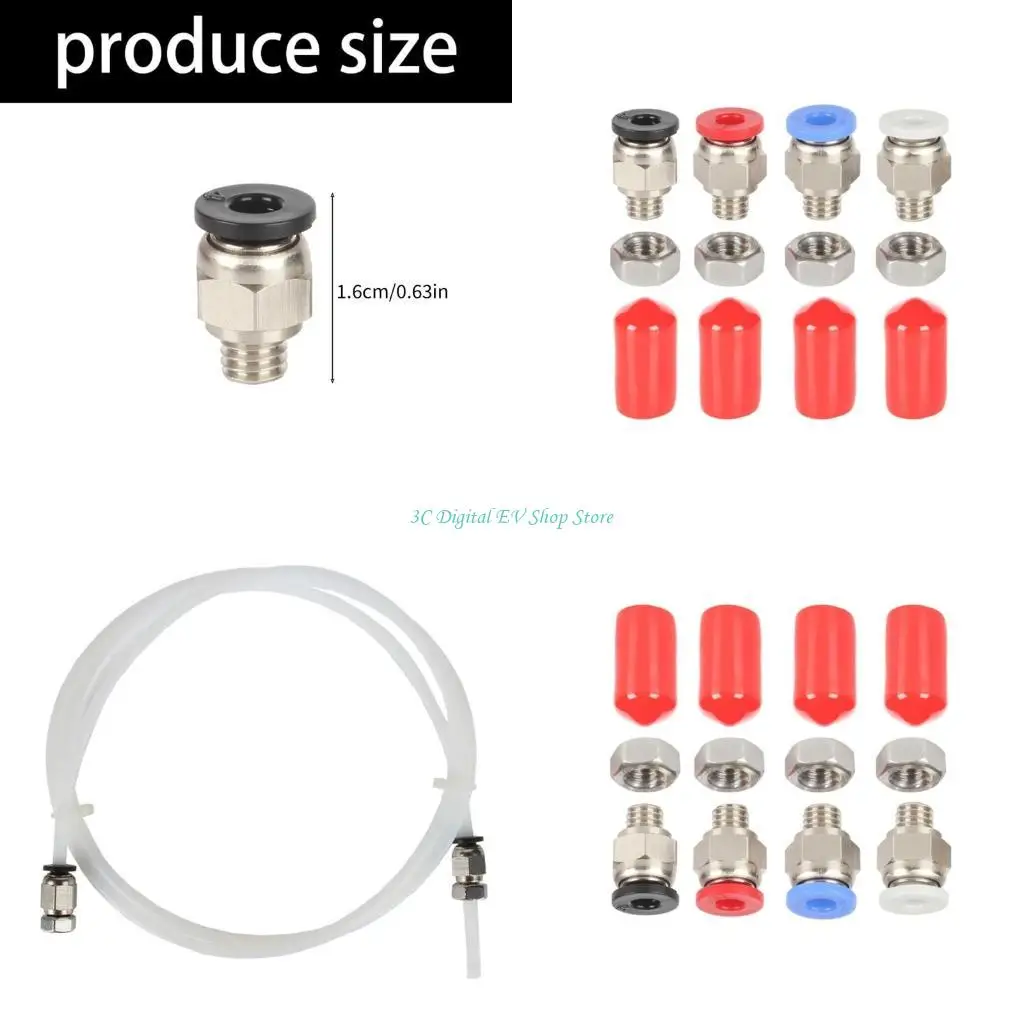E74D 10-piece PTFE Pneumatic Connectors Straight Adapters Precise fit Heat-resistant