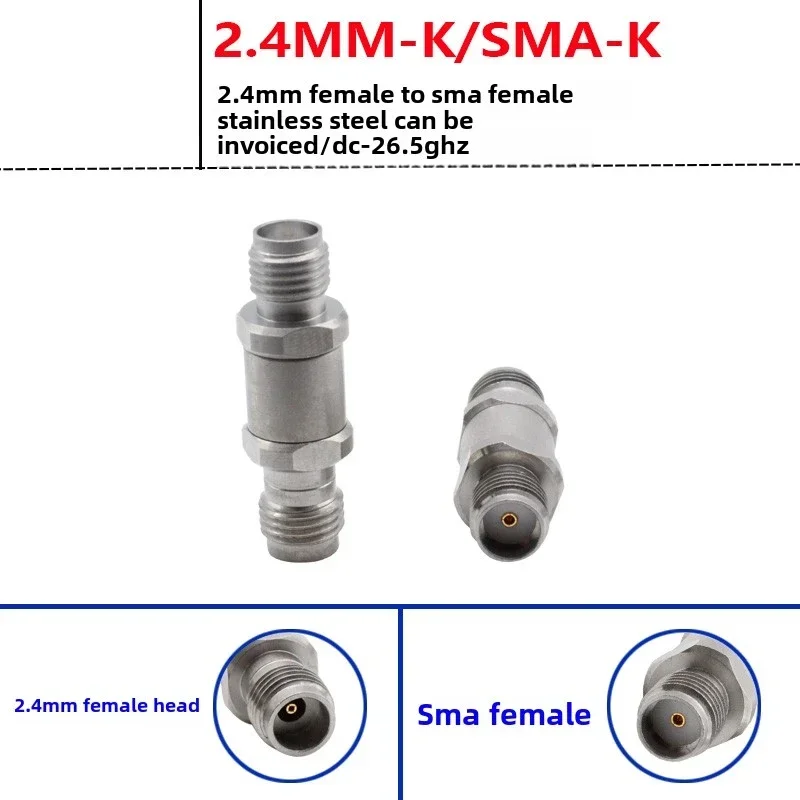 2.4MM female head to SMA female head Millimeter wave high frequency adapter 26.5GHZ stainless steel test head