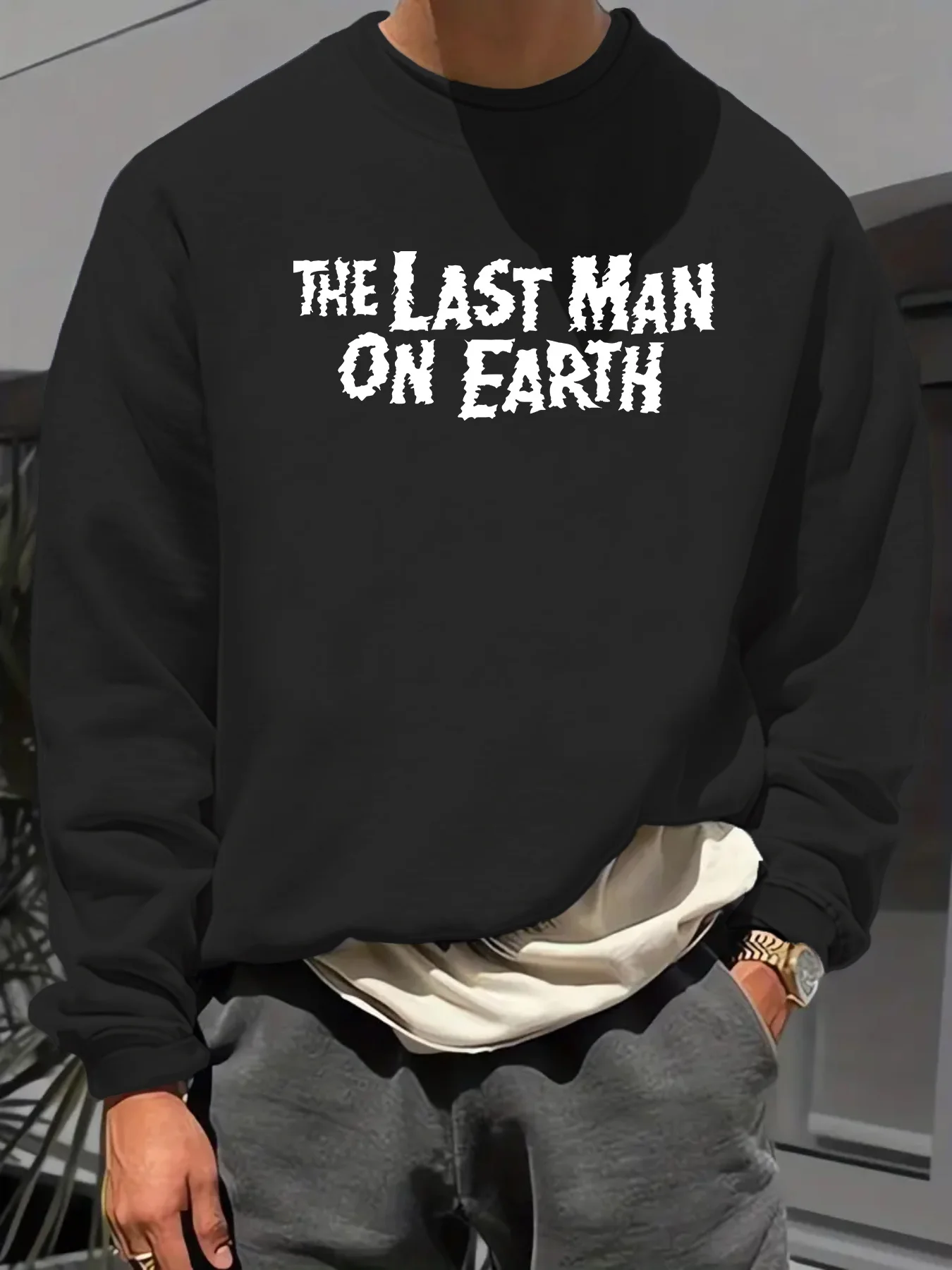 

Мужская толстовка с рисунком "The Last for Man on Earth", черный повседневный пуловер