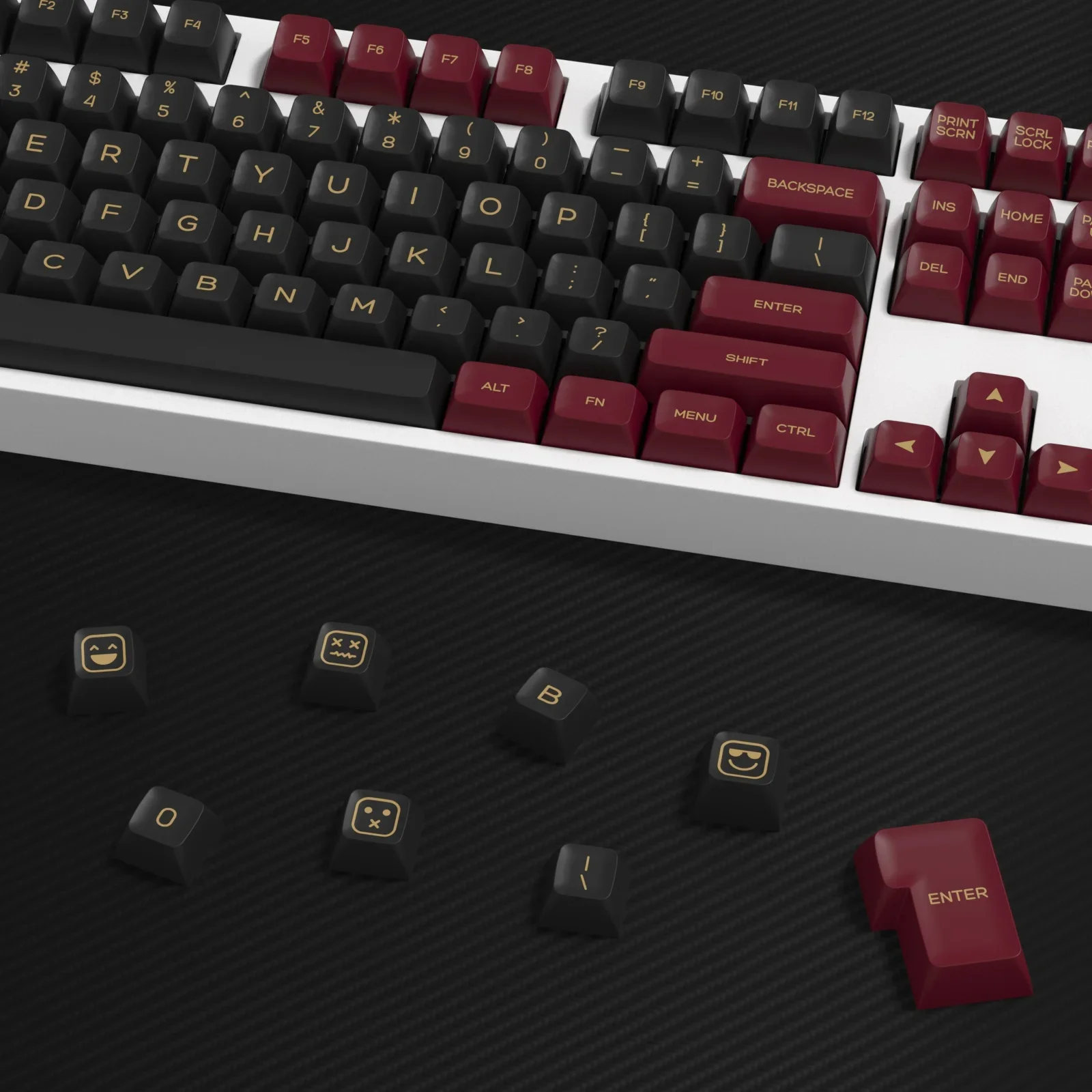 

142 Keys Mechanical Keyboard Keycap SA Profile Black and Red Keycaps PBT Double Shot DIY Custom for 61/68/84/87/100/104/98