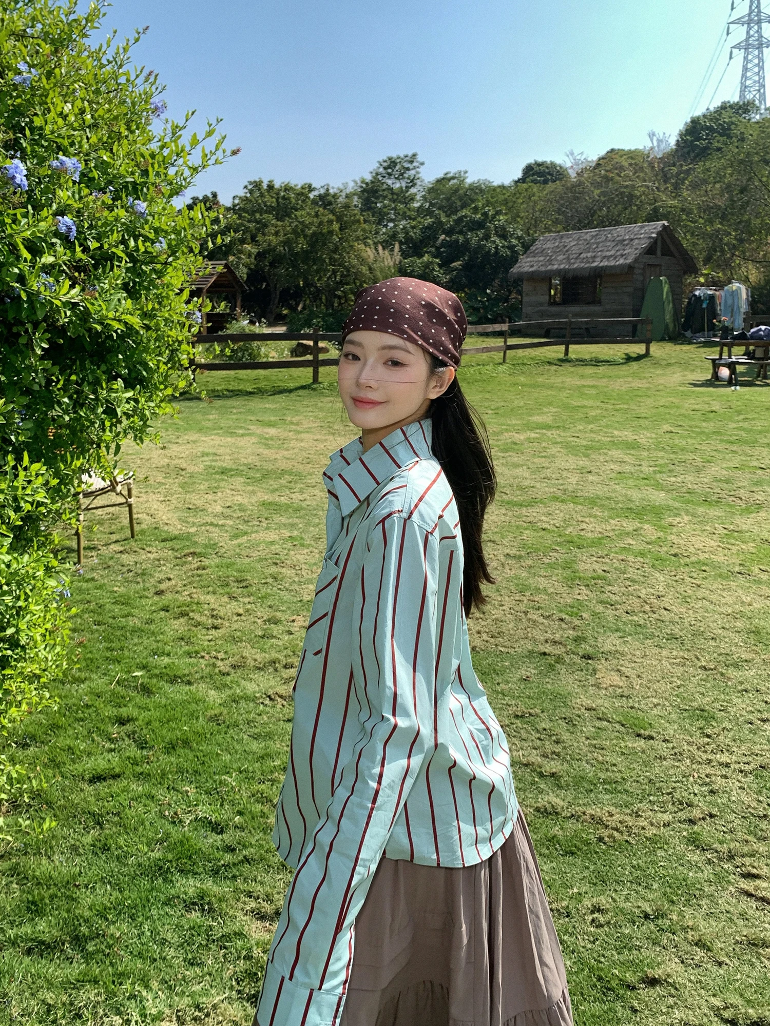 

Рубашка в американском стиле в полоску, свободного кроя, с длинными рукавами, женская, весенняя, для повседневной носки, модная, повседневная, хлопковая, на пуговицах, рубашка-платье