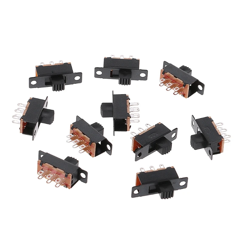 10Pcs SS22F32 6 Pins 2 Positions DPDT On/On Mini Slide 0.5A Toggle