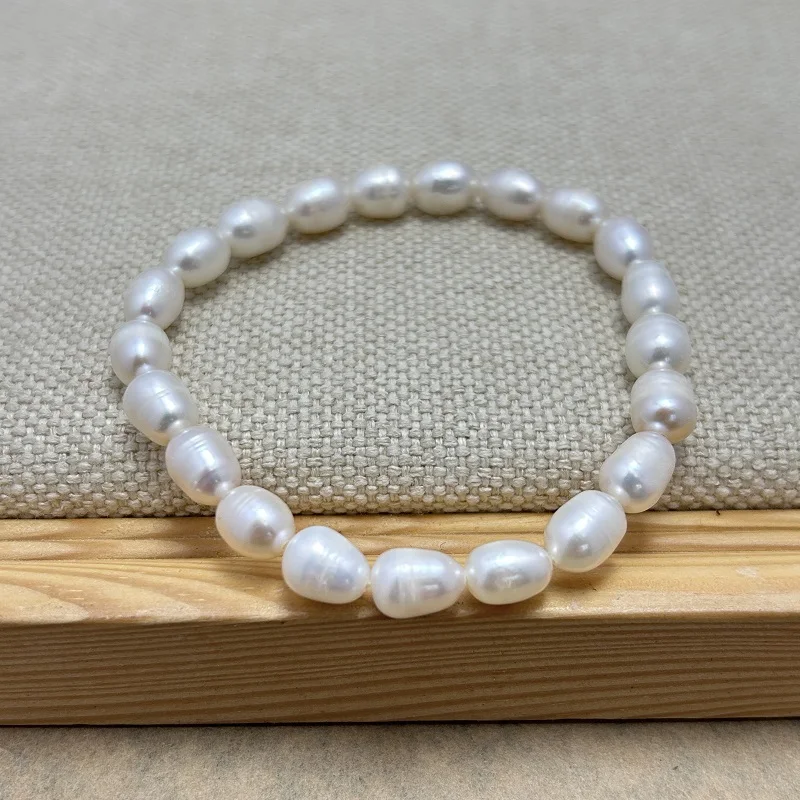 Freshwater Pearl Bracelet Elastic Cord Charm Bracelet For Women Jewelry Growth Pattern Gift